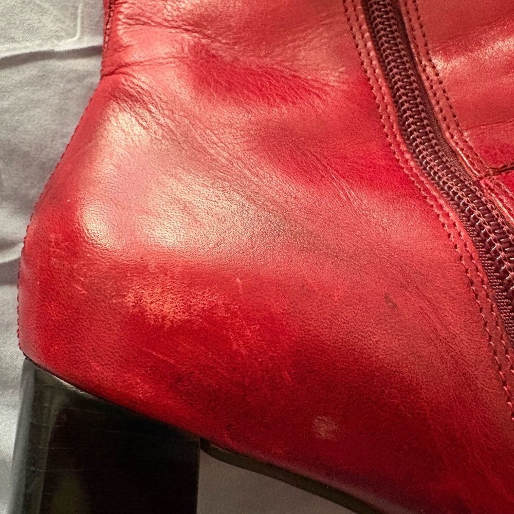 Bakers Square Red Leather Boots Size 8 - Picture 10 of 11